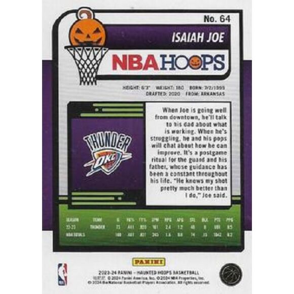 2023-24 Haunted Hoops Basketball Card #64 Isaiah Joe - Picture 2 of 2